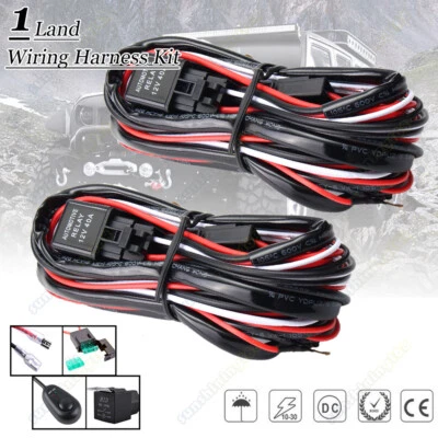 2x Kit de arnés de cableado 12V ON/OFF interruptor de roca relé telar LED luz de trabajo barra vainas Foto 1 de 4