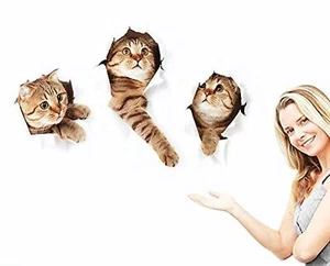 3D Wall Decals Stickers Vivid Decors Murals (Cat) for Room Home Removable Wal... - Picture 1 of 8