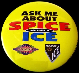 1995 MOLSON ICE Beer Button Pin 3 inches/7.6 centimeters Diameter New - Picture 1 of 2
