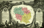 1861 Carte géographique ancienne DÉPARTEMENT DE LA CREUSE, RÉGION DE GUÉRET map