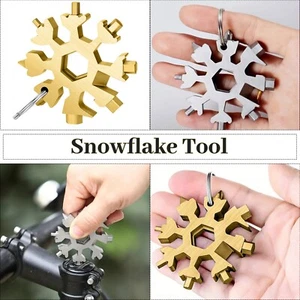 18 in 1 Premium Snowflake Shape Tool Screwdriver Multi-tool Card with Keyring - Picture 1 of 22