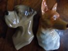 pair of vintage ceramic wall dogs bull dog and corgi