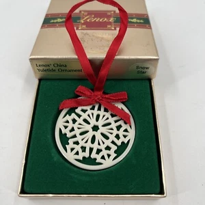 Lenox Yuletide Snow Star Snowflake Christmas Ornament Vintage 1980s with Box - Picture 1 of 5