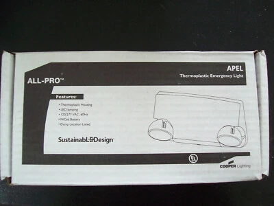New ALL-PRO APEL Thermoplastic Emergency Light by Cooper LED NiCad Lighting NIB - Image 1 of 3