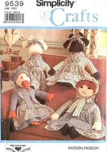 Vaca de peluche Simplicity de 1980, pato, muñeca, patrón de ropa 9539 talla 22" de alto SIN CORTAR - Imagen 1 de 2