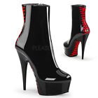 PLEASER Sexy Stripper 6" Stiletto Heel Platform Corset Style Ankle High Boots