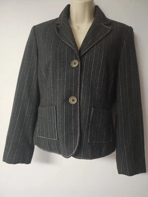 Willi Smith Negro Gris Con Rayas Rosa 2 Botones Bolsillos Frontales Talla 6 Lana+ Foto 1 de 4