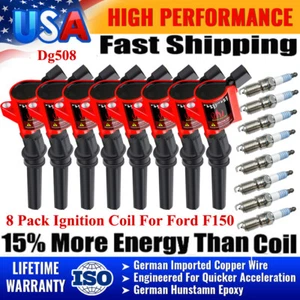 8X Ignition Coil Pack and Iridium Spark Plug For Ford F-150 4.6/5.4L DG508 SP479 - Picture 1 of 20