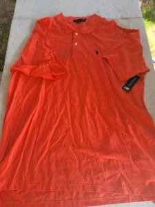 NWT US Polo Assn. MEN 3XL Orange Golf Rugby Polo Shirt Short Sleeve - Picture 1 of 4