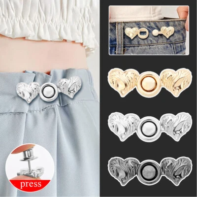 Heart Detachable Metal Buttons Metal Buckle Trousers Waist Change Small  . - Image 1 of 4