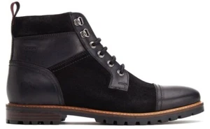 Botas Base London Rogan Talla 6/40 Cuero Negro Con Cordones PVP £80 - Imagen 1 de 2