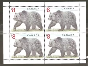 1694 $8.00 "Grizzly Bear" Mini Sheet of 4   VFNH - Picture 1 of 1