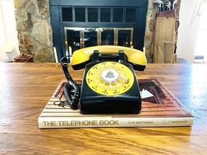 Vintage ATT Western Elektryczny telefon obrotowy, telefon stacjonarny, czarny żółty - Zdjęcie 1 z 9