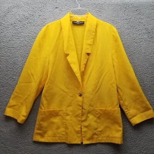 Vintage Sag Harbor Jacket Womens 10 Yellow Pockets Lapel Collared Casual Ladies - Picture 1 of 14