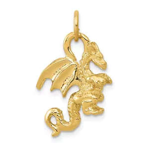 14k Yellow Gold Solid Polished 3-Dimensional Dragon Charm K1012 - Picture 1 of 4