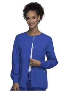 Cherokee Workwear Women Originals Snap Front Warm-Up Jacket 4350 ROYW Royal Med - Picture 1 of 2