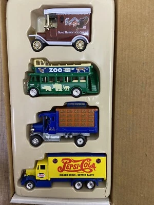 Golden Wheel Set of 4 Die Cast Trucks Pepsi Cola Good Humor Zoo Mail Truck - Image 1 of 4
