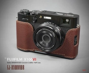 LIM'S Genuine Leather Camera Half Case Dovetail Plate For FUJIFILM X100VI Brown - Picture 1 of 14
