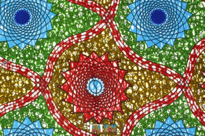 African Bubbles & Lines Print Fabric 3 yards - Image 1 of 2