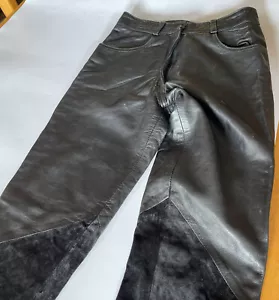 Pantalone donna rosso o morto nero S pelle e camoscio taglia 10 28” vita 29” gamba - Foto 1 di 12