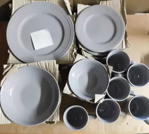 Home Expressions 29 Piece Dinnerware Set, Beaded-Grey - Picture 1 of 10