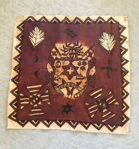 POLYNESIAN Tapa Ngatu Bark Cloth Tonga Pacific island hand painted Art 33” x 34” - Picture 1 of 8