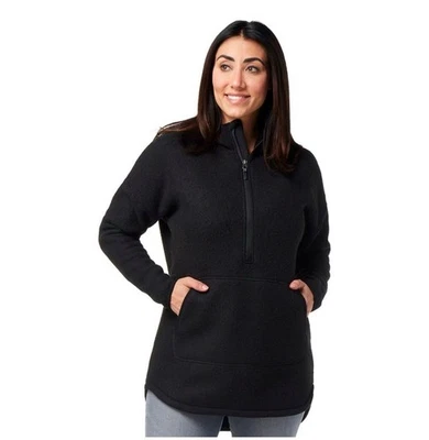 SmartWool Womens Hudson Trail Half Zip Fleece Jacket Poncho Black SZ XS NWT $175 - Image 1 of 4