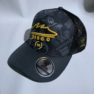 Mütze Kappe schwarz Argentinien Grafik Diego Maradona Fußball Druckknopflasche verstellbar - Bild 1 von 4