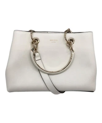 JIMMY CHOO Bonbon Small Tote Bag 2Way Shoulder bag White From Japan - Image 1 of 4