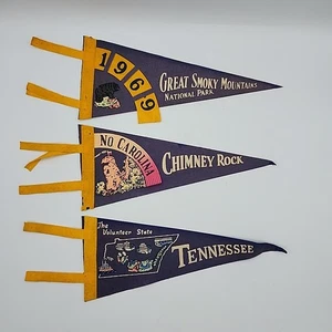 3 Vintage Wimpel 12" lang 1969 Chimney Rock, Great Smokey Mountains, Tennessee  - Bild 1 von 9