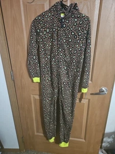 Kids New One Piece Hooded Giraffe Pattern Pajamas Size Large 10-12 - Picture 1 of 5