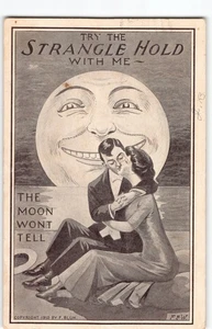 Anthropomorphic Man in the Moon Series~1910 Publ. BLUH Postcard Romance -L4 - Picture 1 of 4
