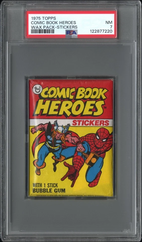 1975 Topps Marvel Comic Book Heroes Stickers Wax Pack PSA 7 NM - Image 1 of 1