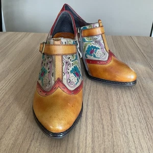 Spring Step L'ARTISTE Miso CAM Wingtip Leather Boho Booties Brown ~ Size 38 - Picture 1 of 9