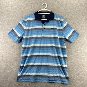 Callaway Large Blue Gray Stripe Opti-Dri Golf Polo Short Sleeve Polyester Shirt - Picture 1 of 13