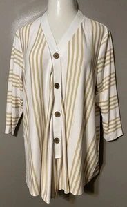 GORGEOUS SUSAN GRAVER WEEKEND CARDIGAN - SIZE XL - STRIPED - Picture 1 of 2
