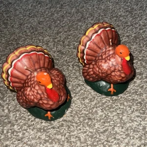 Vintage Set of 2 Thanksgiving Turkey Wax Candles 4” Tall - Picture 1 of 4