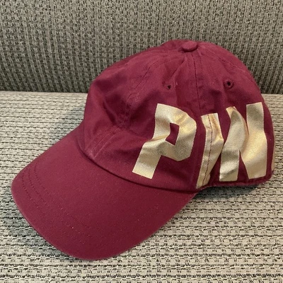 Victoria’s Secret 粉色帽子女式平沿帽可调节 OSFM 勃艮第金色 — 第 1/4 张图片