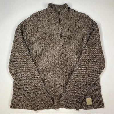 Suéter masculino médio American Eagle Outfitters mistura de lã de cordeiro vintage quarto de zíper - Imagem 1 de 4