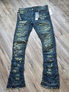 Jordan Craig Martin Stacked Ripple Effect Distressed Jeans (Lager) - Picture 1 of 3
