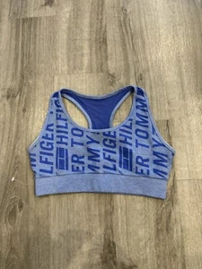 NWOT Tommy Hilfiger Sports Bra Women Size Small Blue Logo Mesh Racerback Active - Picture 1 of 7
