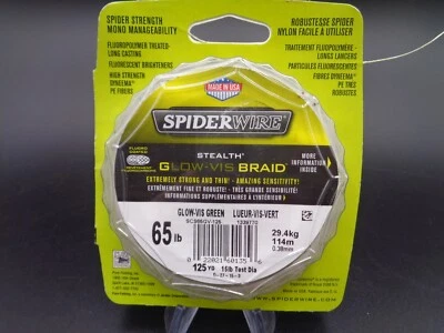 Línea de pesca Spider Wire Stealth Superline 65 lb 125 yardas, trenza brillante verde Foto 1 de 4