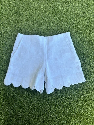 Pantalones Cortos TRINA TURK Para Mujer Talla 2 Texturizado Blanco Algodón Festoneado Dobladillo Verano Geo Foto 1 de 4