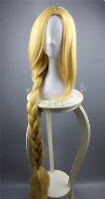 Peruca Cosplay Rapunzel Disney Enrolada Loira Dourada Longa Trança Cauda 120cm - Imagem 1 de 3