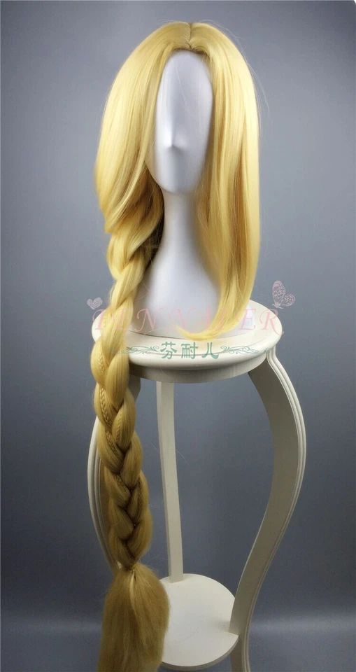 Peluca Cosplay Rapunzel Disney Enredada Rubia Dorada Larga Trenza Cola 120 cm Foto 1 de 3