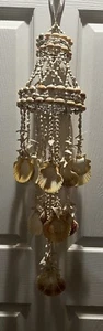 Vintage Seashell Beach Windchime Hanging Tierd Spiral 25" Long White Boho - Picture 1 of 6