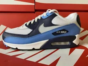 NlKE AIR MAX 90 White-Pure platinum-University Blue Size 7.5 UK ,, - Picture 1 of 9