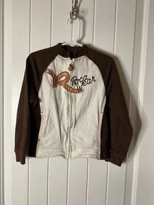 Vtg Roca Wear Jacket Toddler Boys Brown Big Spellout Full Zip Bomber Sz 3T - Picture 1 of 3