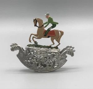 Wunderschönes Pferd Reiter Wippe Filigranes Zinn Babette Schweizer Figur - Bild 1 von 7