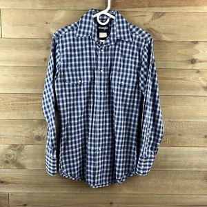 Wrangler Mens Shirt Long Sleeve Pearl Snap Plaid Western Rodeo Blue Size Small - Picture 1 of 8